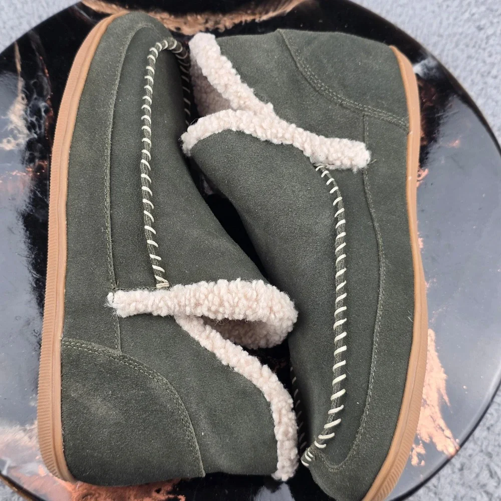 Blondo Waterproof Suede Ankle Boots Women 9M Olive Green Sherpa‎ Lined